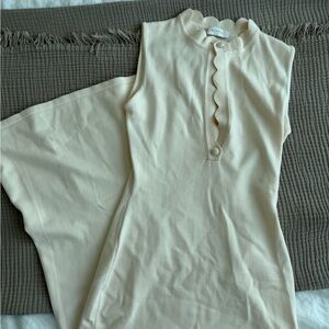 Meshki Cream Scallop Trim Sleeveless Knit Dress